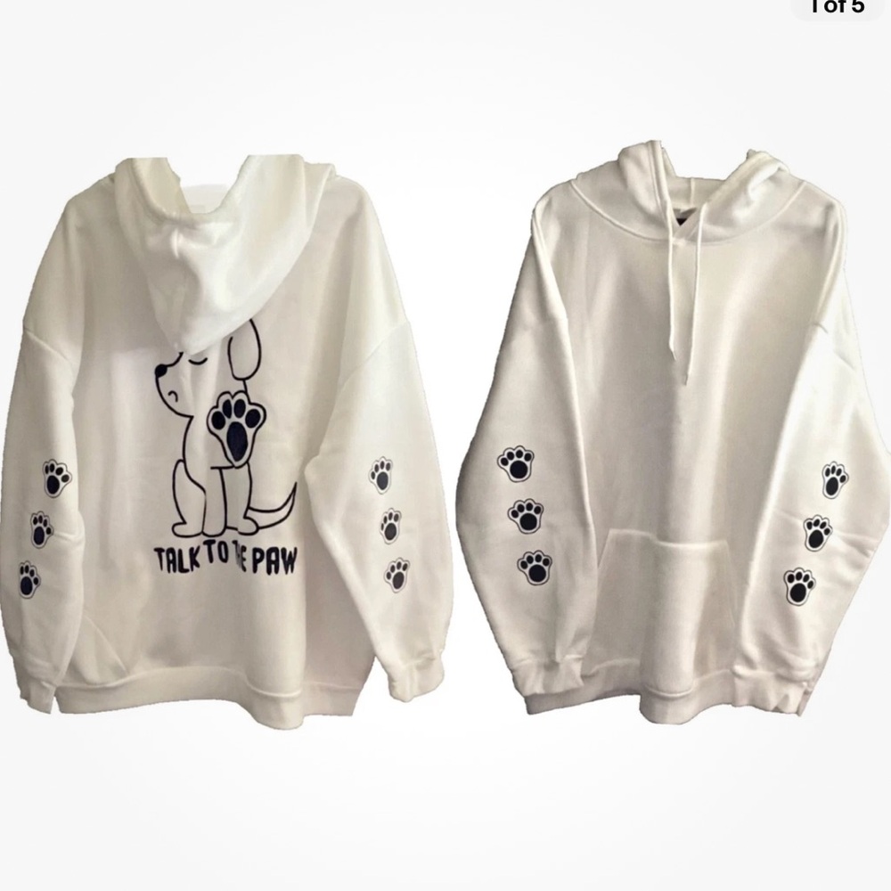 Dog Hoodie with Black Dog and Paw Print Dog Lover - Picture 2 of 11